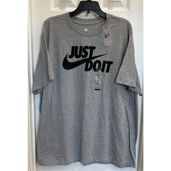 NIKE / NWT - Men's Sz XXL - "Just Do It" Short Sleeve T-Shirt in Heather Grey - Picture 12 of 13